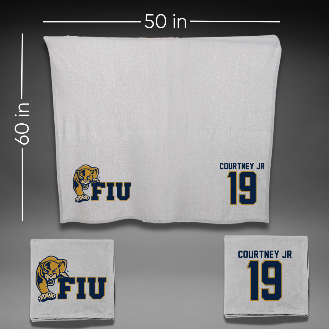 Florida International University Football Gray Blanket - #19 Percy Courtney Jr