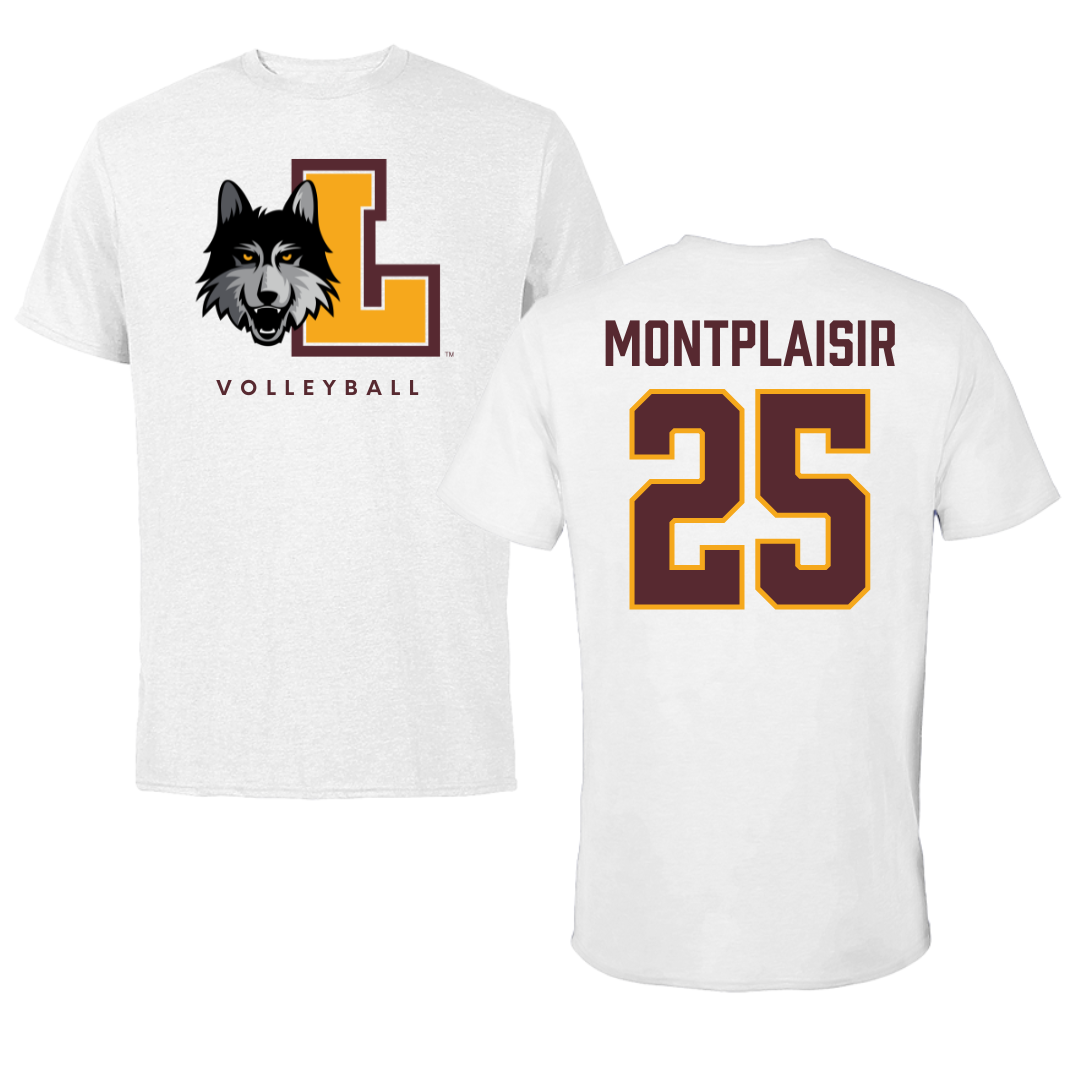 Loyola University-Chicago Volleyball White Tee - #25 Benjamin Montplaisir