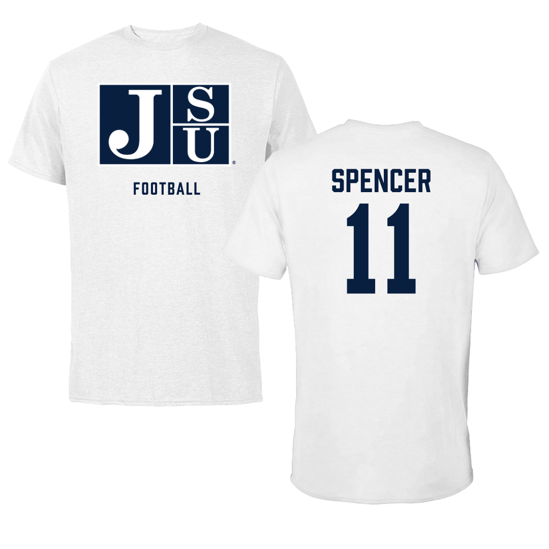 Jackson State University Football White Tee - #11 Isaiah Spencer
