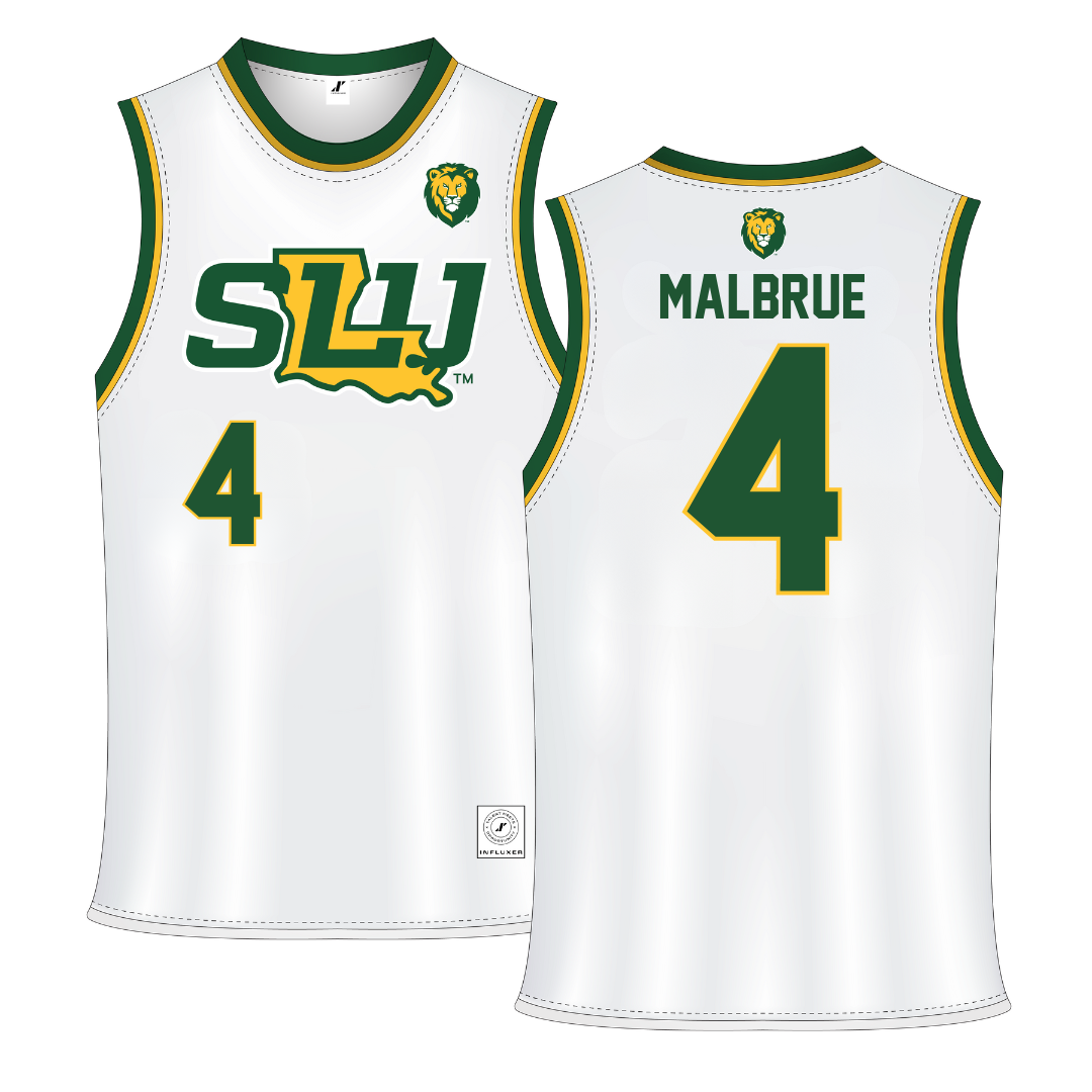 Southeastern Louisiana University White Basketball Jersey - #4 Jason Malbrue