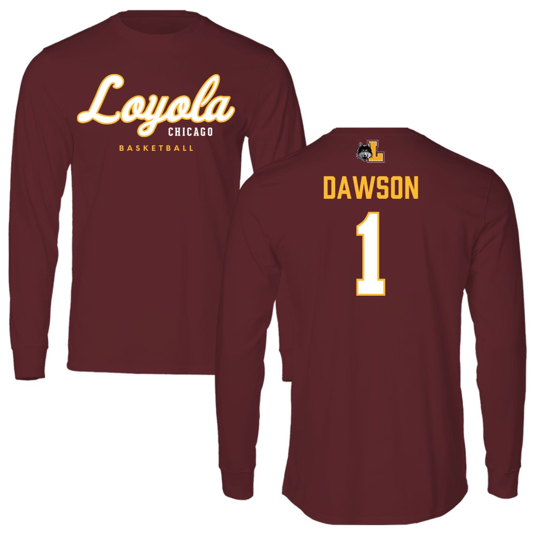 Loyola University-Chicago Basketball Maroon Block Performance Long Sleeve - #1 Jayden Dawson
