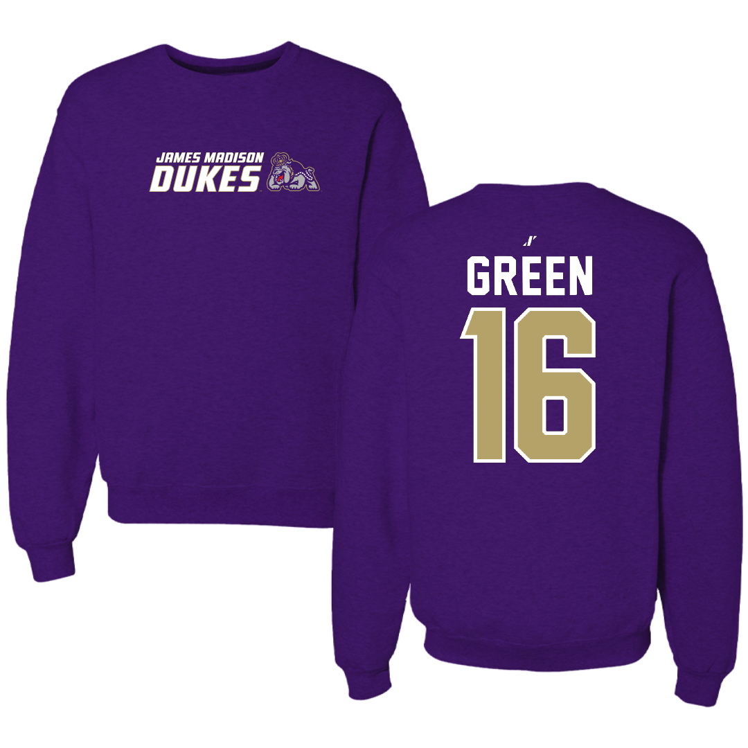 James Madison University Football Purple General Crewneck - #16 Desmond Green