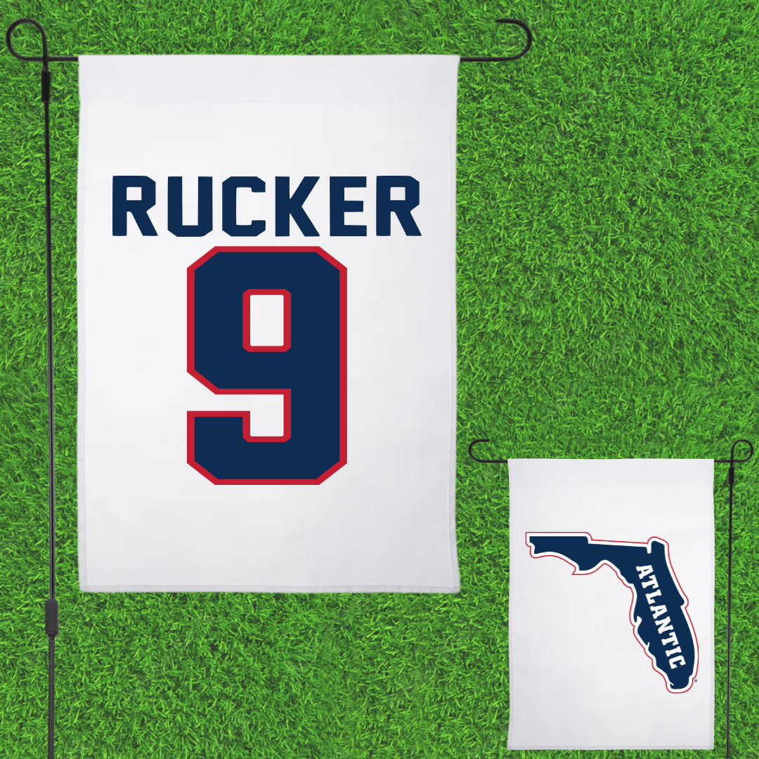 Florida Atlantic University Football White Garden Flag - #9 Luke Rucker