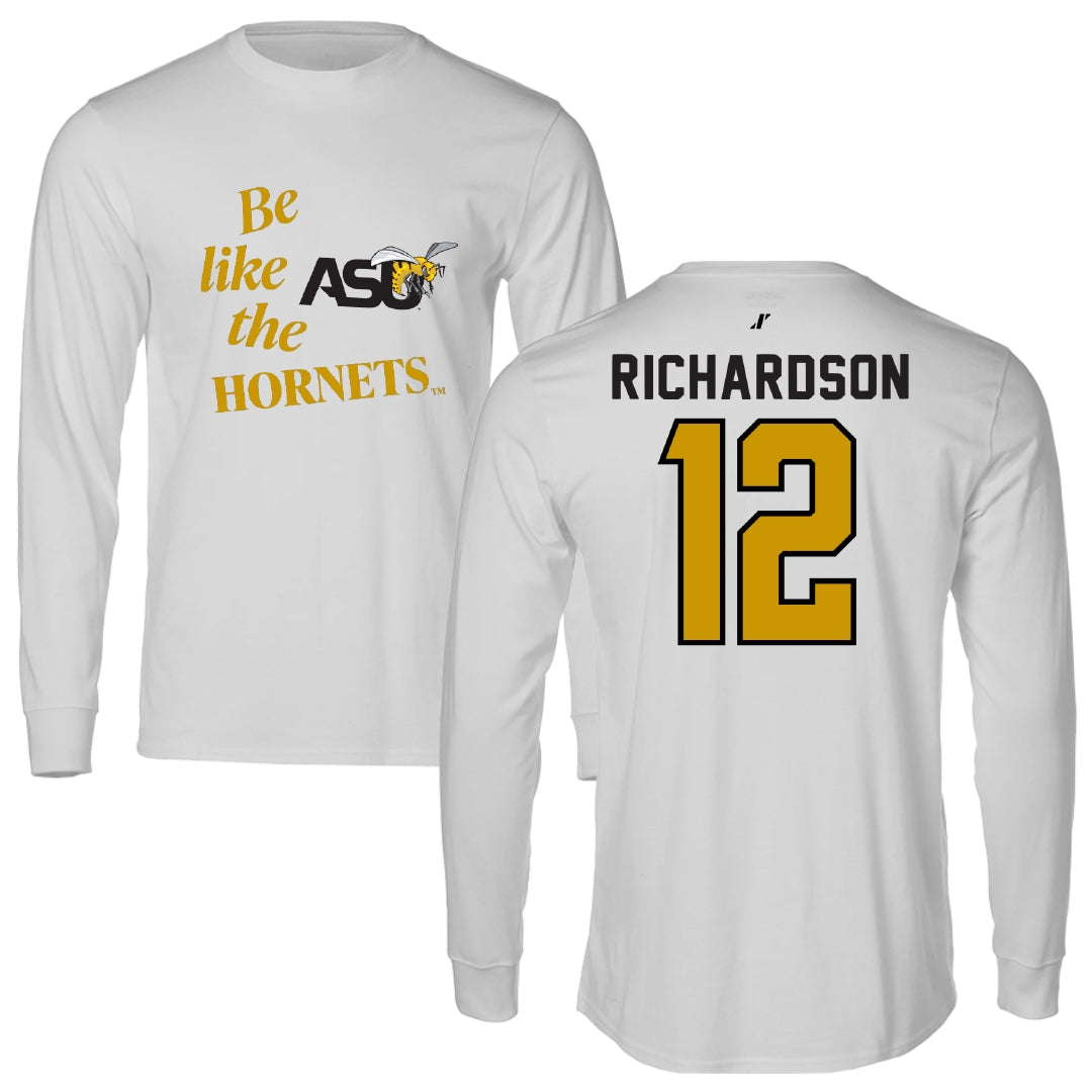 Alabama State University Softball Light Gray Be Like Us Performance Long Sleeve - #12 Leah Richardson