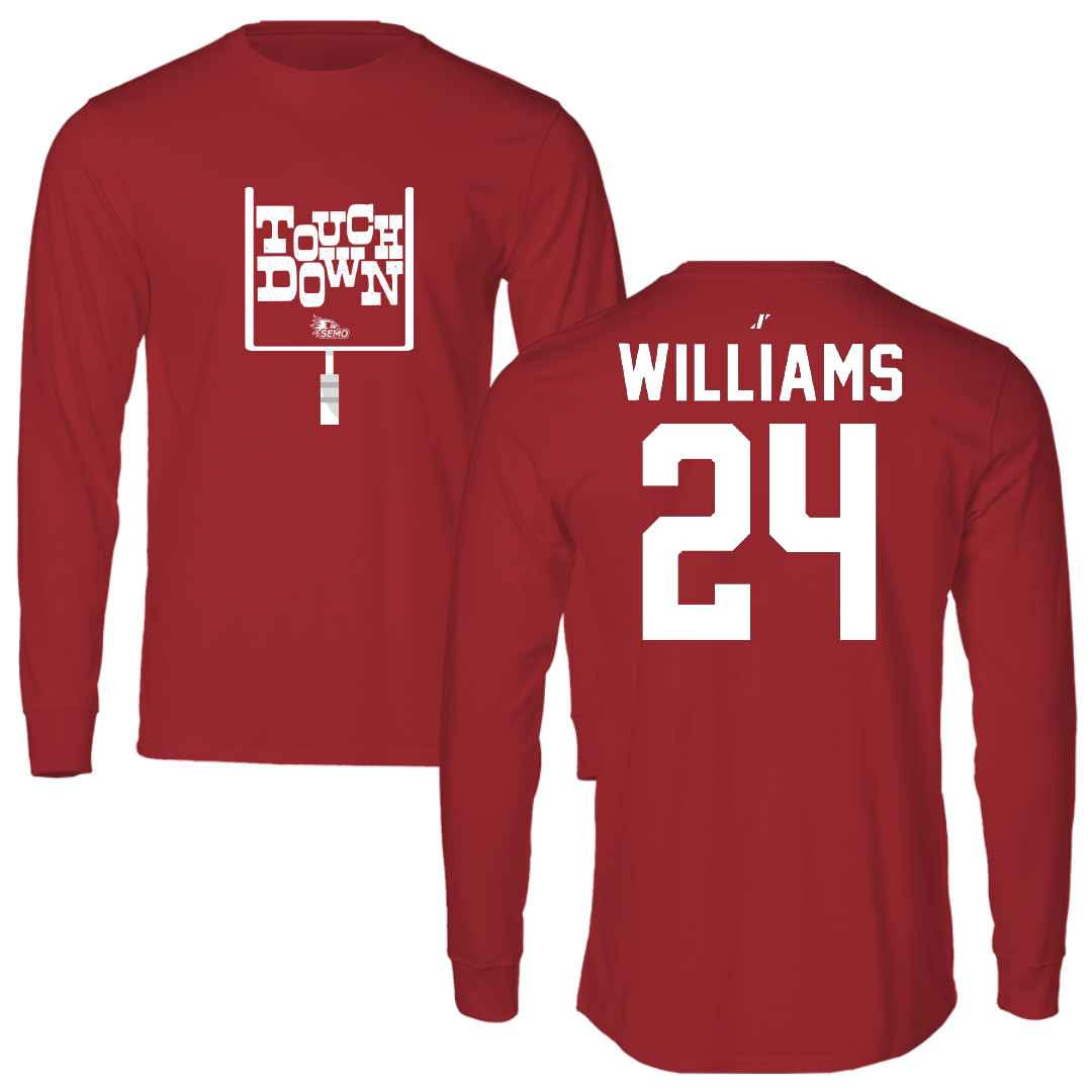 Southeast Missouri State University Football Canvas Red Touchdown Long Sleeve - #24 JaQori Williams
