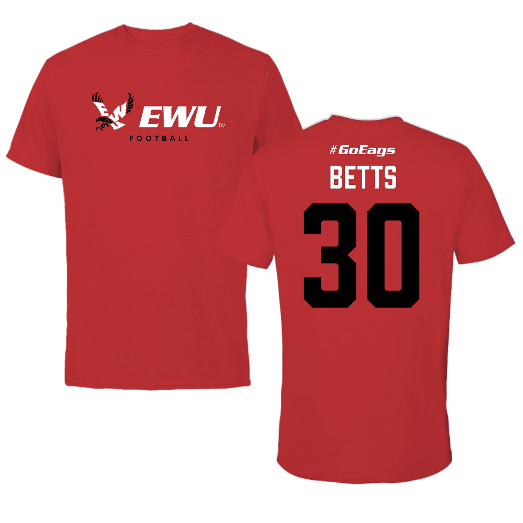 Eastern Washington University Football Red Block Performance Tee - #30 Talon Betts