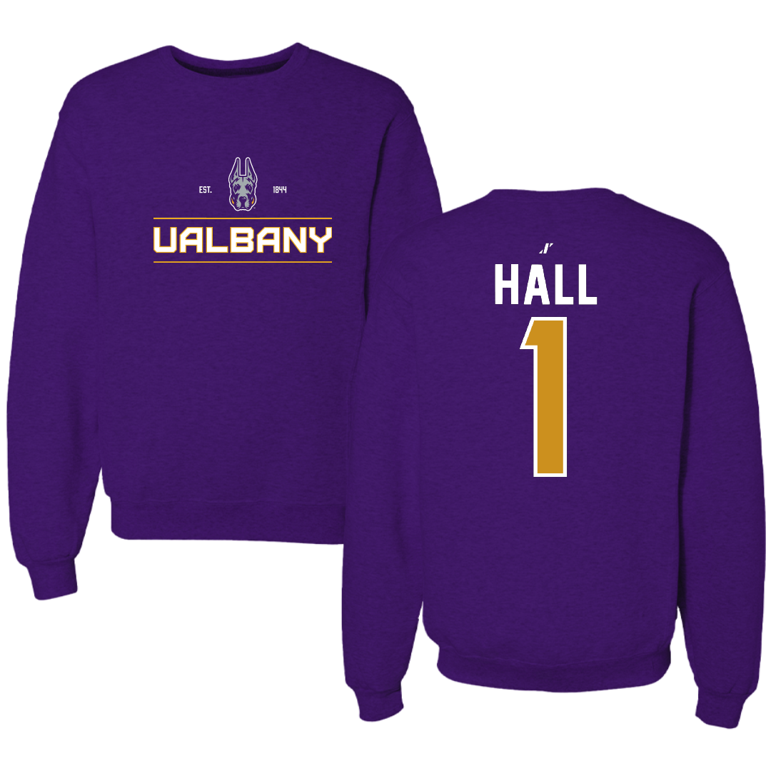 University at Albany Football Purple General Crewneck - #1 Aamir Hall