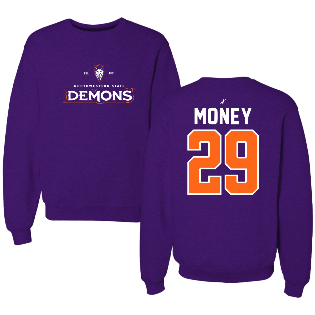 Northwestern State University Football Purple General Crewneck - #29 Brett Money