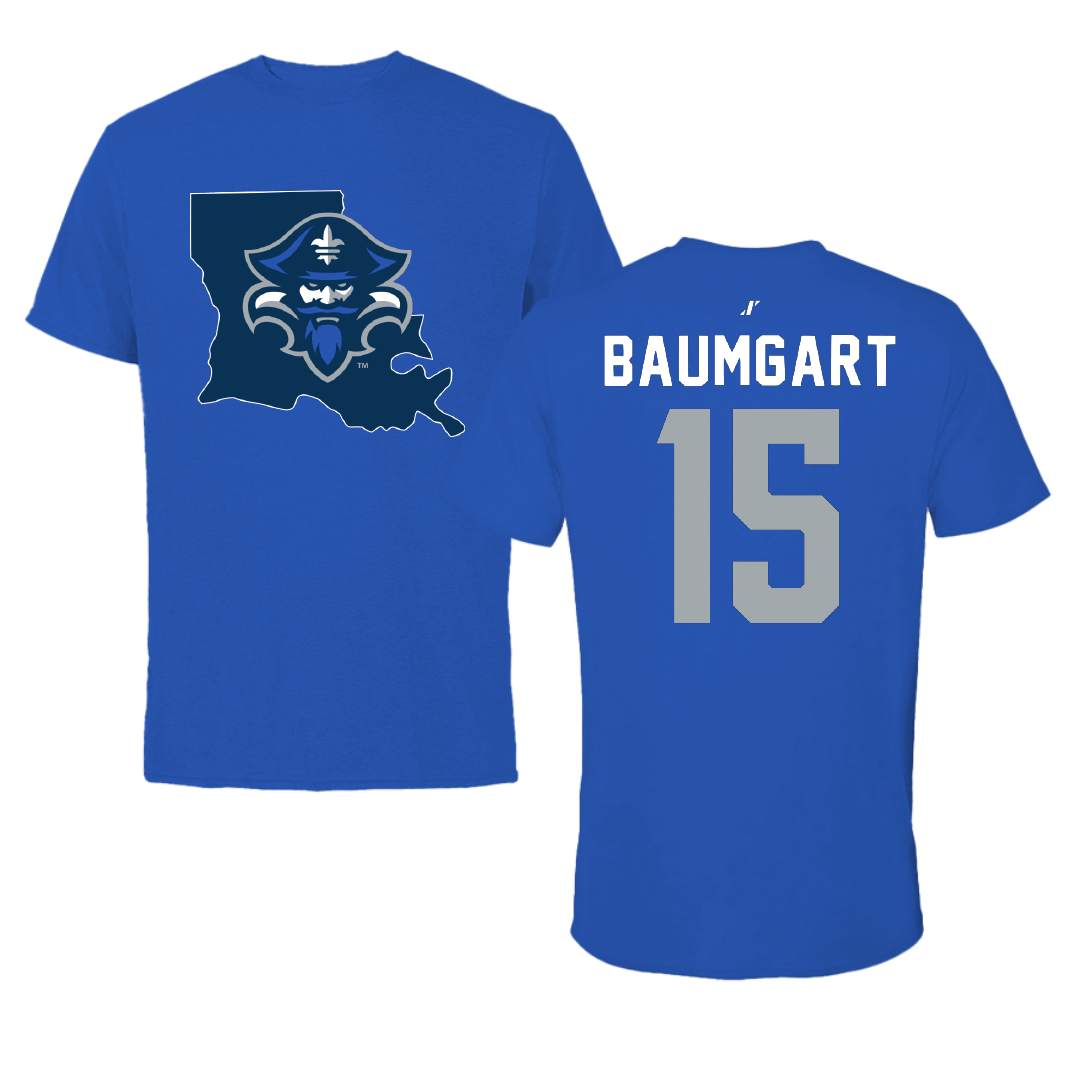 University of New Orleans Beach Volleyball Blue State Tee - #15 Serena Baumgart