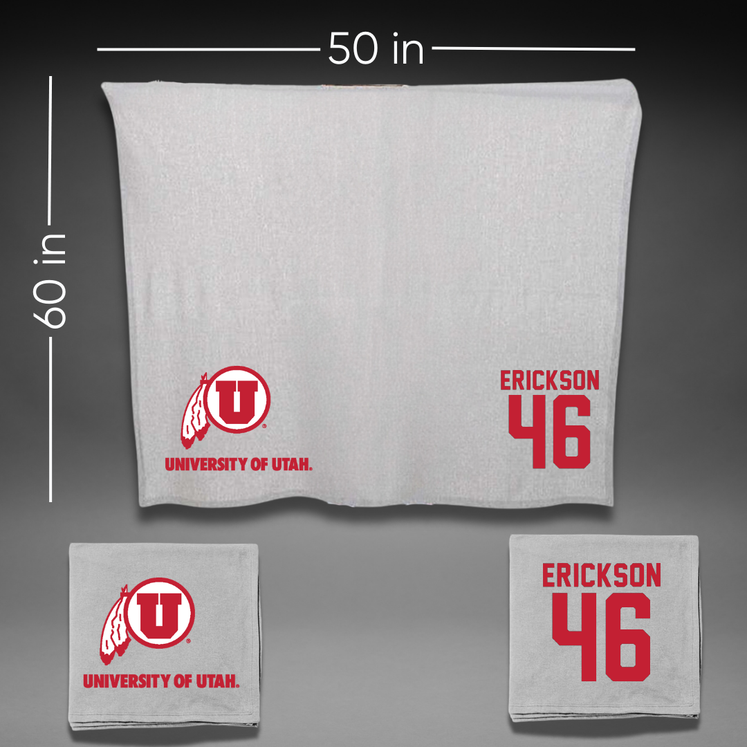 University of Utah Football Gray Blanket - #46 Hayden Erickson