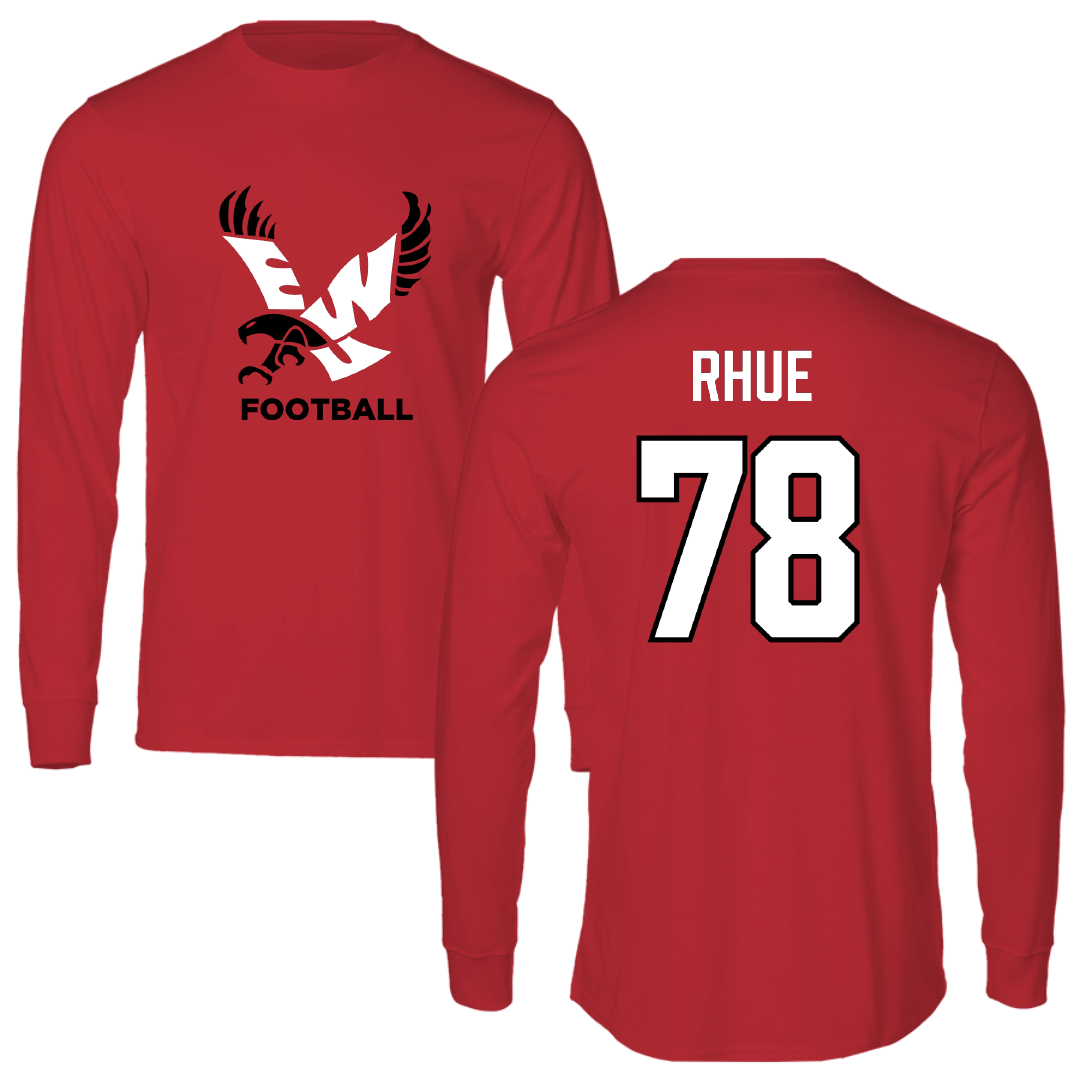 Eastern Washington University Football Red EWU Performance Long Sleeve - #78 Gabe Rhue