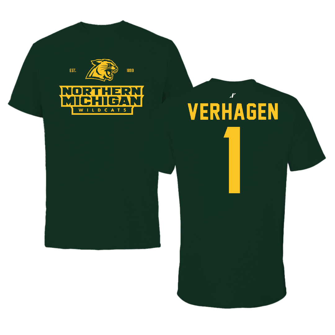 Northern Michigan University Basketball Forest Green General Tee - #1 Casey Verhagen