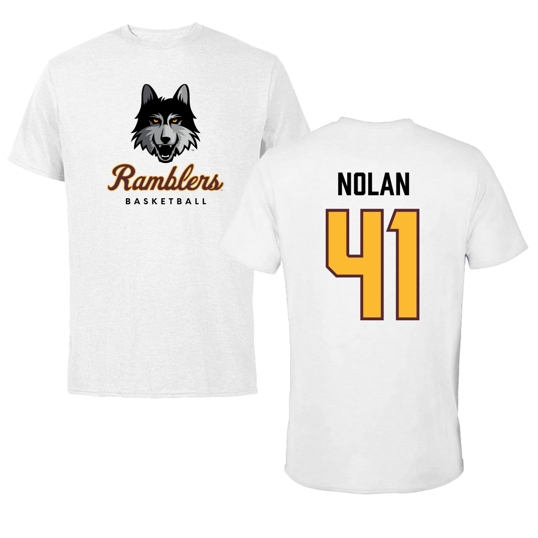 Loyola University-Chicago Basketball White Ramblers Performance Tee - #41 Emma Nolan