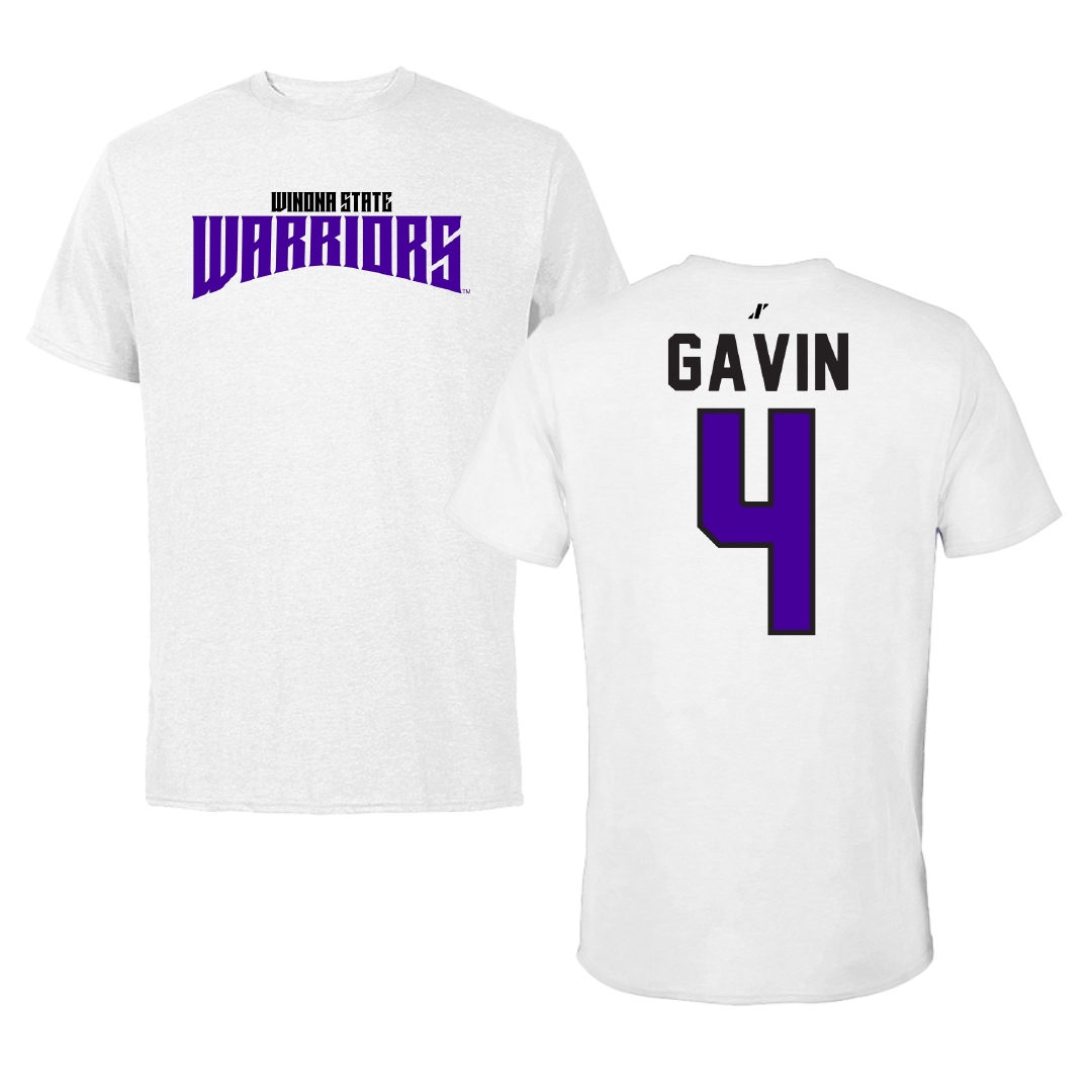 Winona State University Football White Classic Performance Tee - #4 Ty Gavin