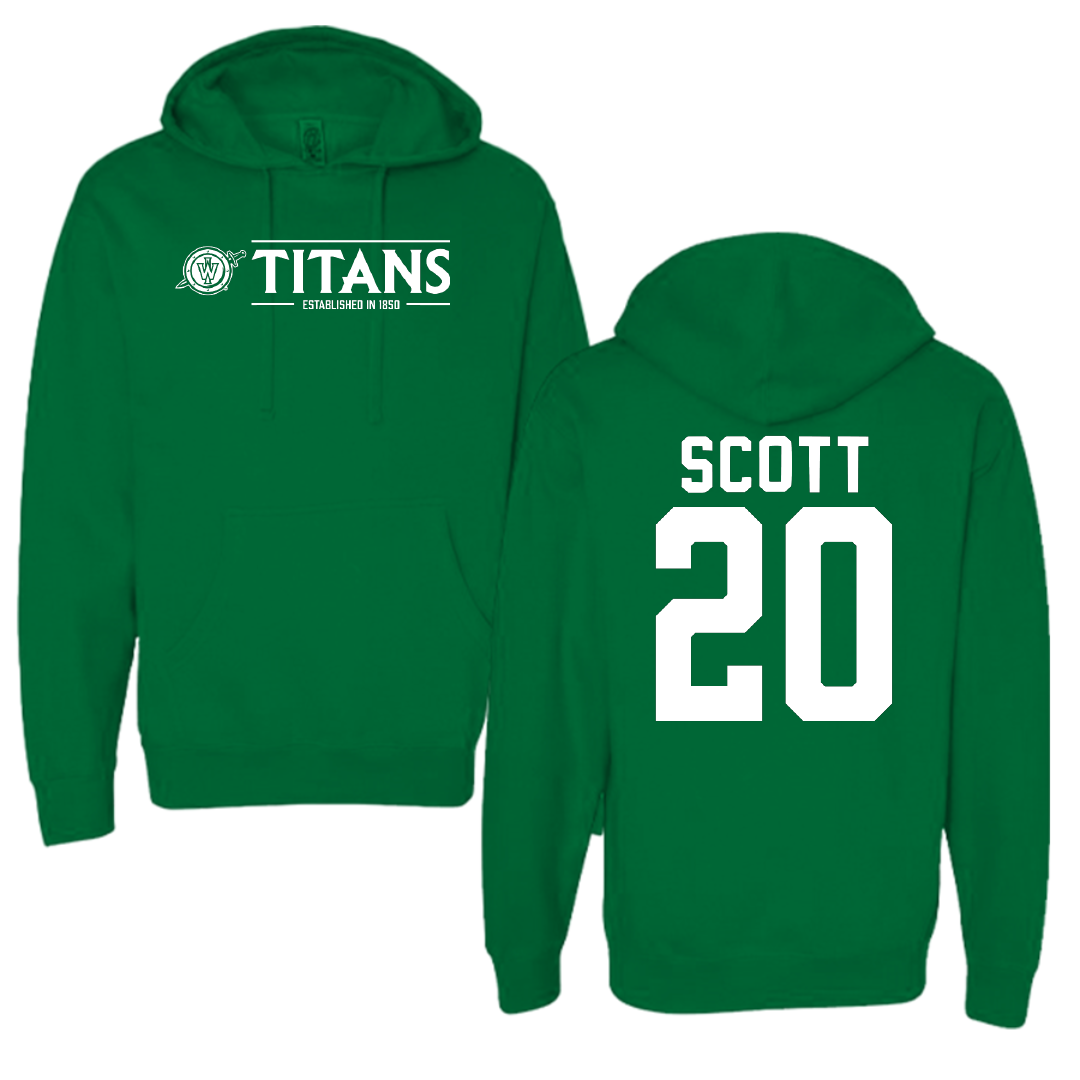 Illinois Wesleyan University Football Green General Hoodie - #20 Jahari Scott