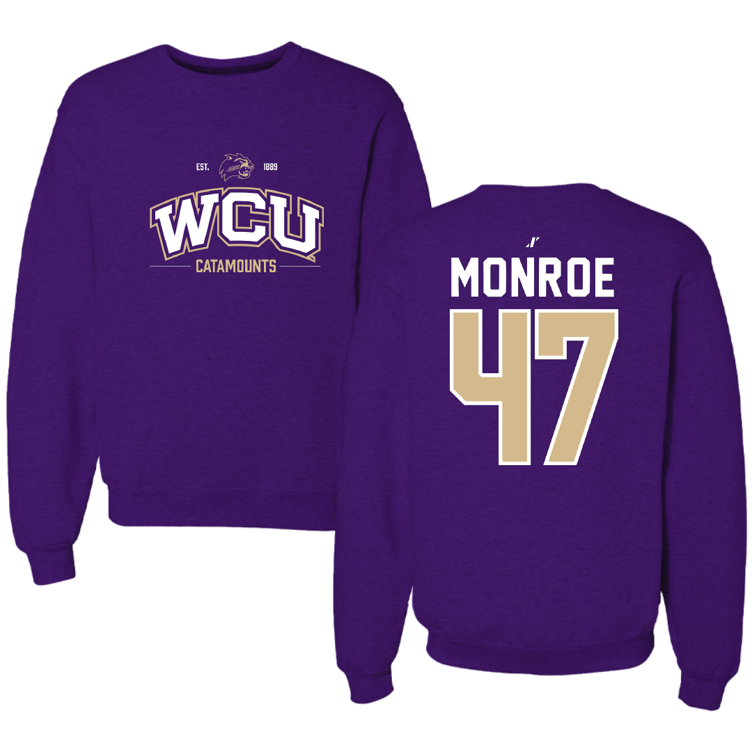 Western Carolina University Football Purple General Crewneck - #47 Blue Monroe