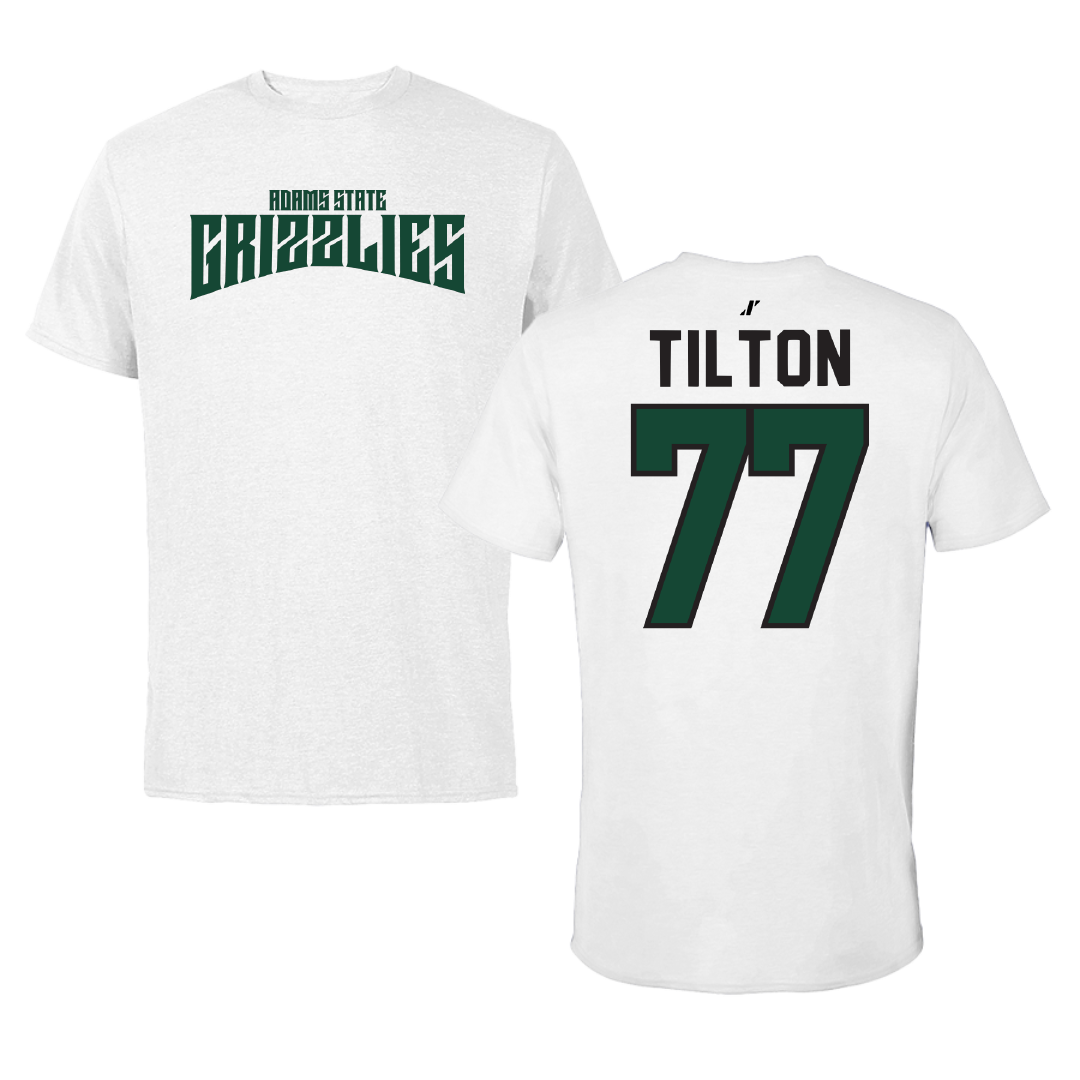 Adams State University Football White Classic Tee - #77 Wyatt Tilton