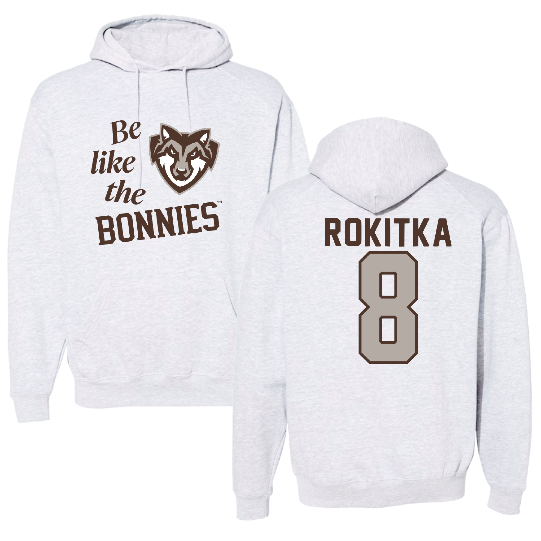 St. Bonaventure University Lacrosse Light Gray Be Like Us Hoodie - #8 Katelyn Rokitka