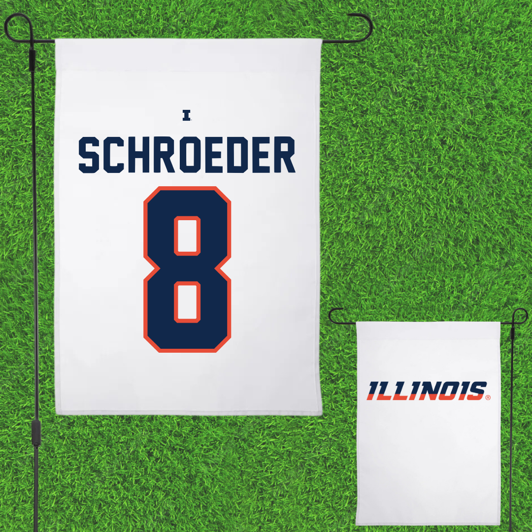 University of Illinois Baseball White Garden Flag - #8 Jacob Schroeder