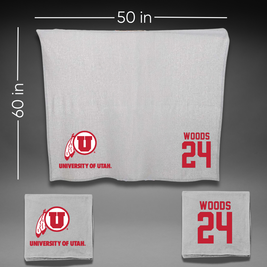 University of Utah Soccer Gray Blanket - #24 Bella Woods