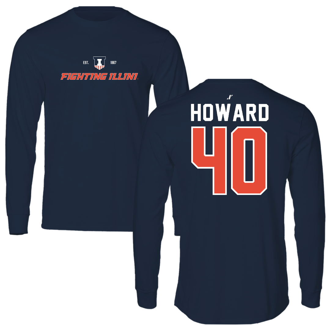 University of Illinois Softball Navy General Performance Long Sleeve - #40 Zoie Howard