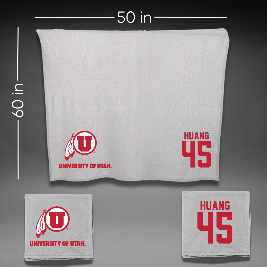 University of Utah Basketball Gray Blanket - #45 Jerry Huang