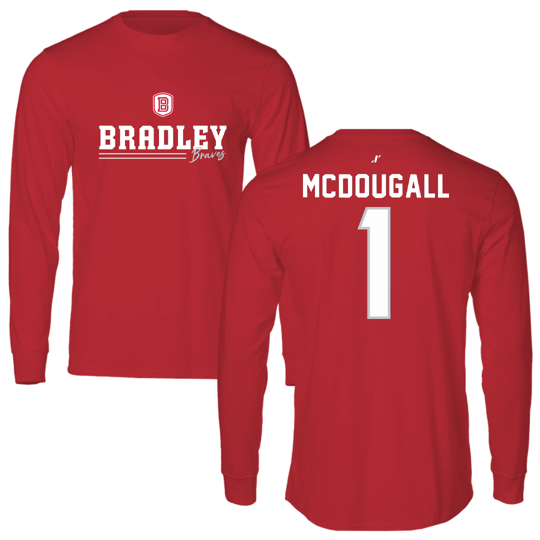 Bradley University Basketball Red General Long Sleeve - #1 Claire McDougall