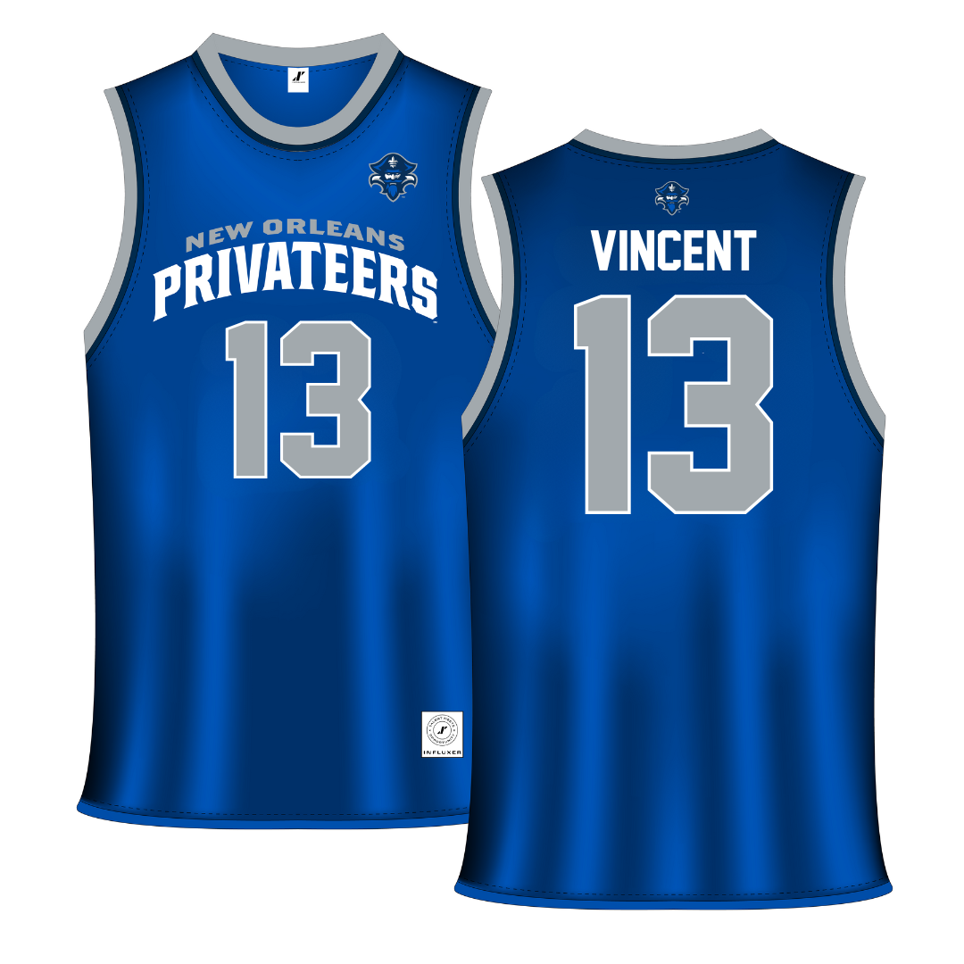 University of New Orleans Blue Basketball Jersey - #13 Jamond Vincent