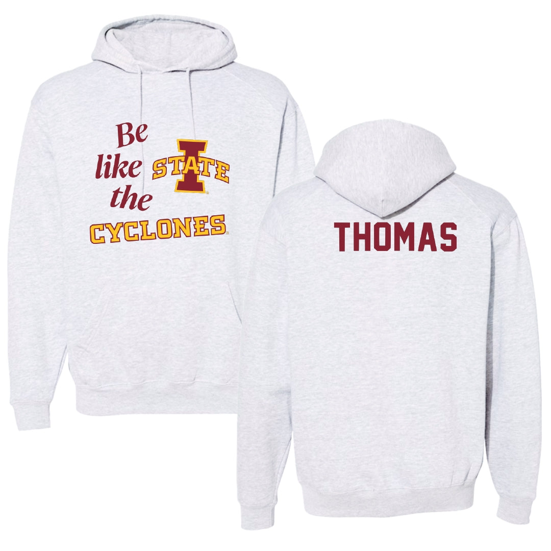 Iowa State University Gymnastics Light Gray Be Like Us Hoodie - Lauren Thomas
