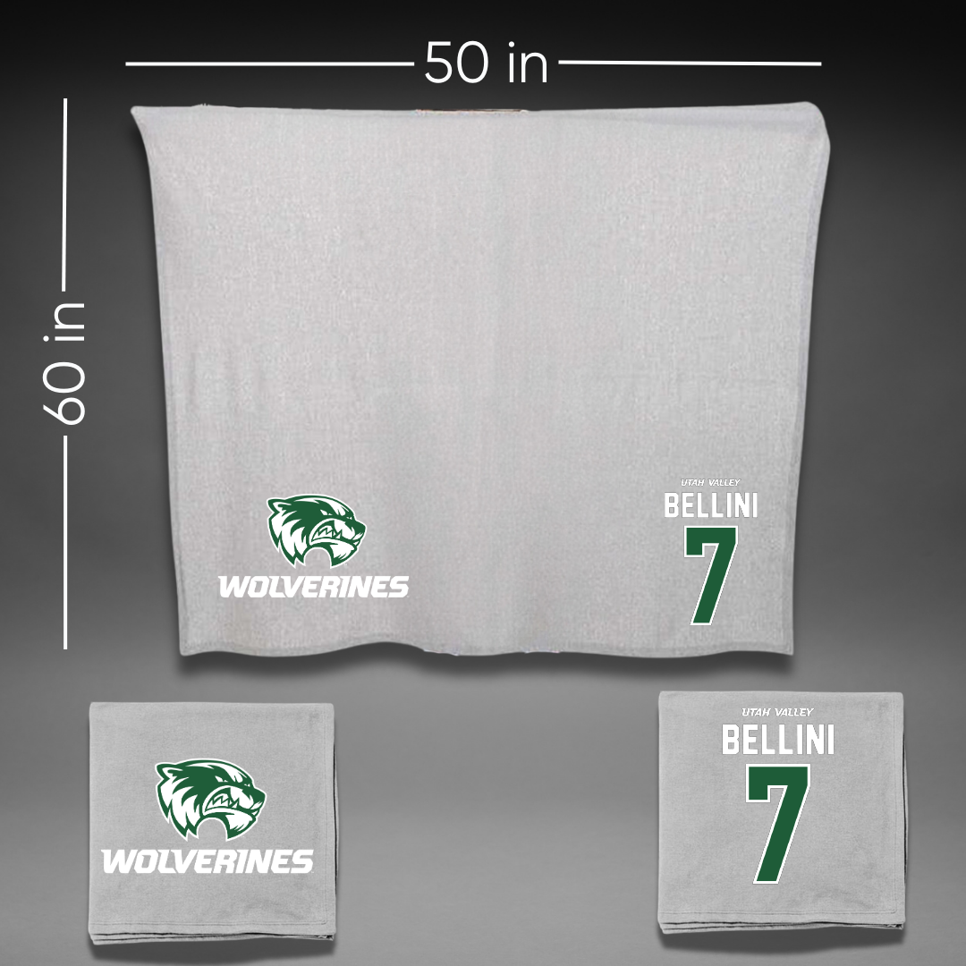 Utah Valley University Soccer Gray Blanket - #7 Kendi Bellini