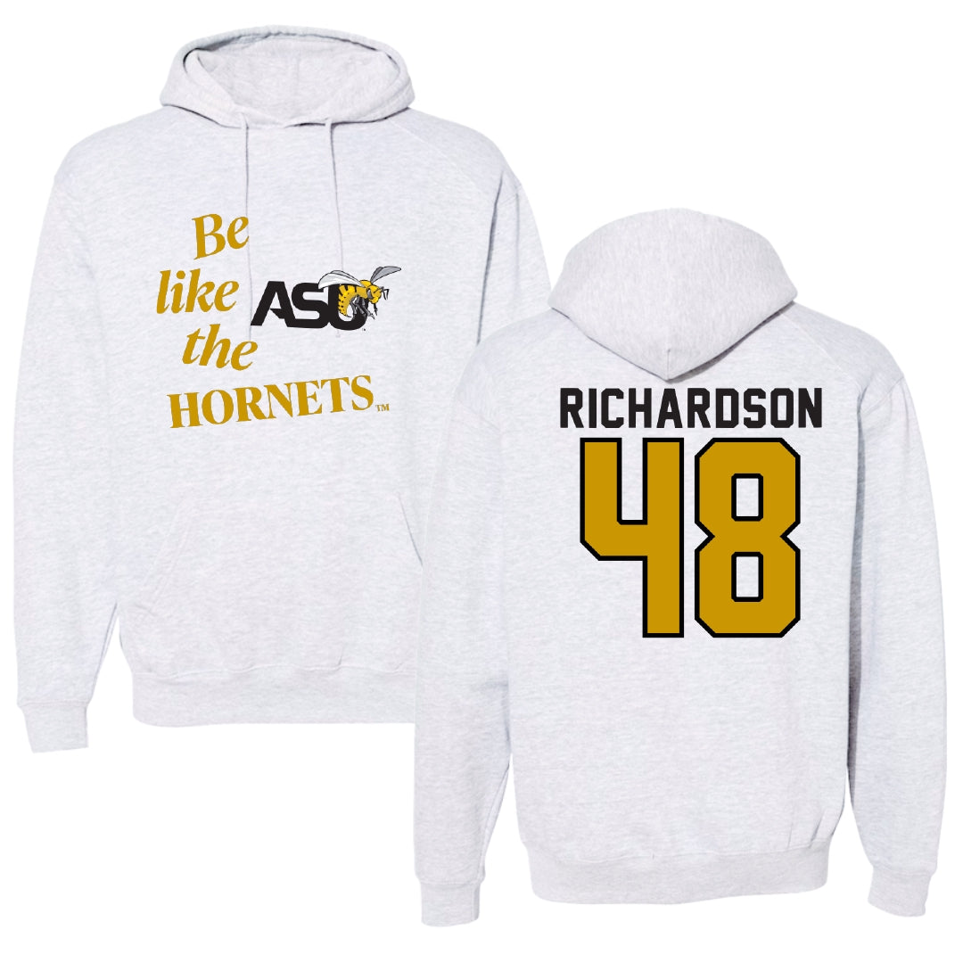 Alabama State University Football Light Gray Be Like Us Hoodie - #48 Myles Richardson