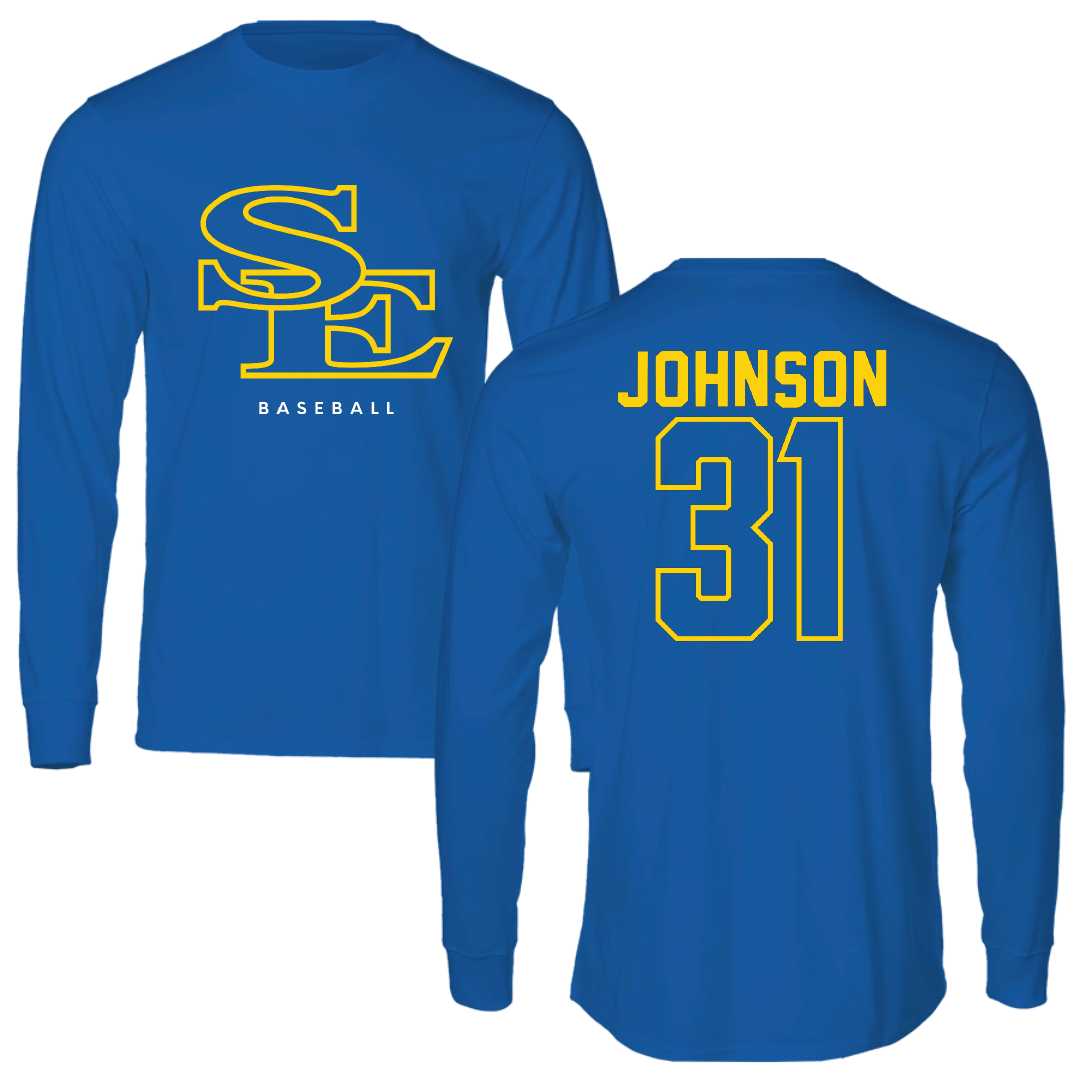 Southeastern Oklahoma State University Baseball Blue Performance Long Sleeve - #31 Luke Johnson