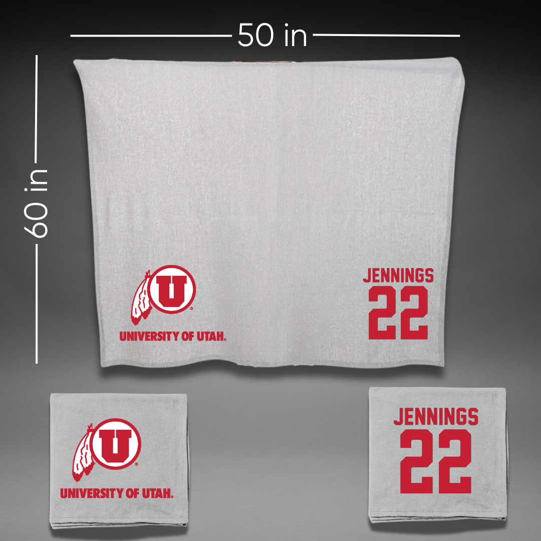 University of Utah Soccer Gray Blanket - #22 Kyla Jennings