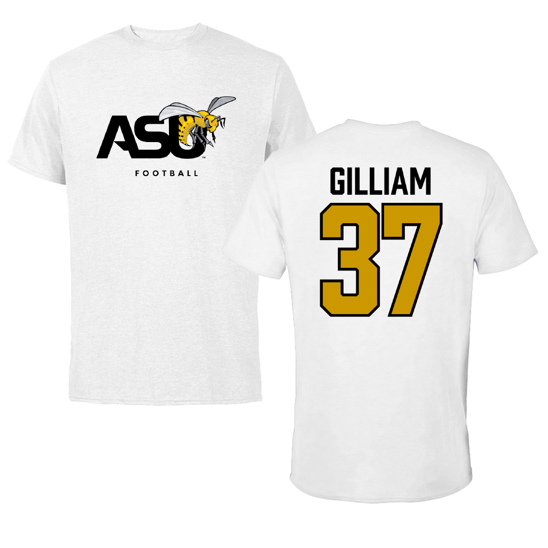 Alabama State University Football White ASU Performance Tee - #37 Brandon Gilliam
