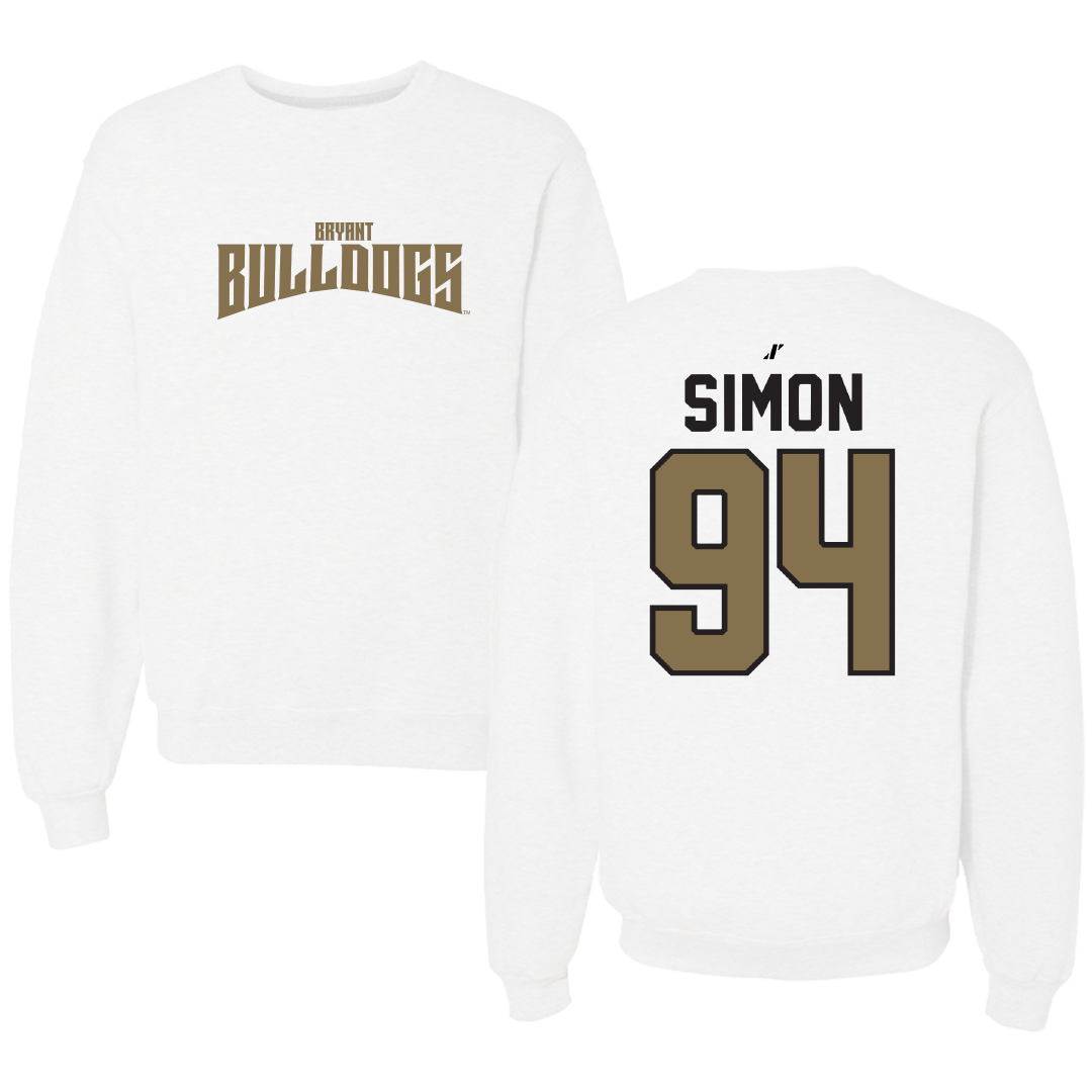 Bryant University Football White Classic Crewneck - #94 Jailynn Simon