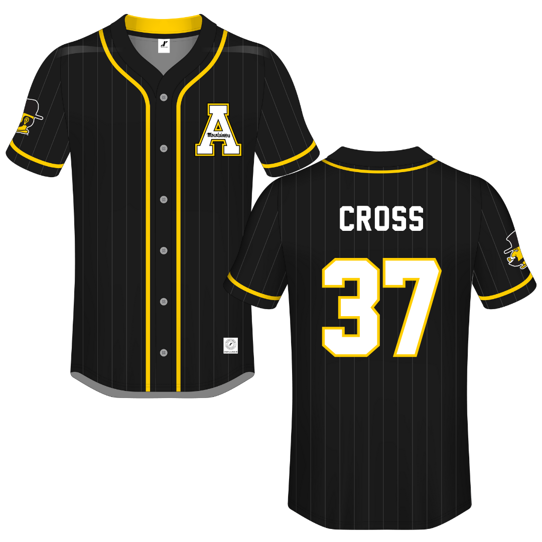 Appalachian State University Black Button-Down Jersey - #37 Caleb Cross