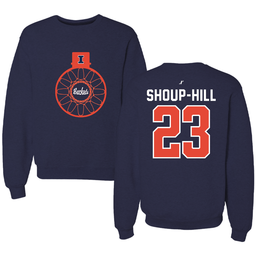 University of Illinois Basketball Navy Buckets Crewneck - #23 Brynn Shoup-Hill