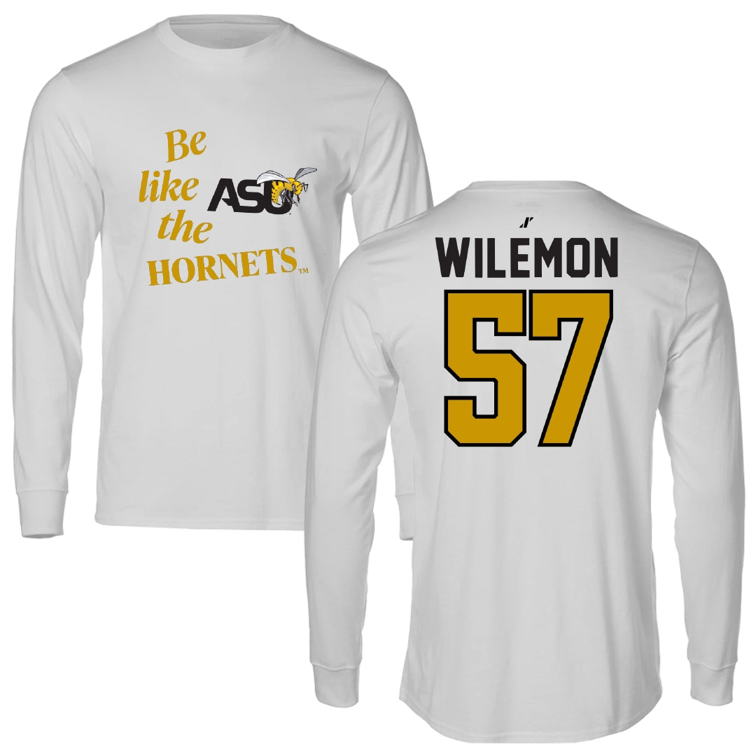 Alabama State University Football Light Gray Be Like Us Long Sleeve - #57 Garrett Wilemon