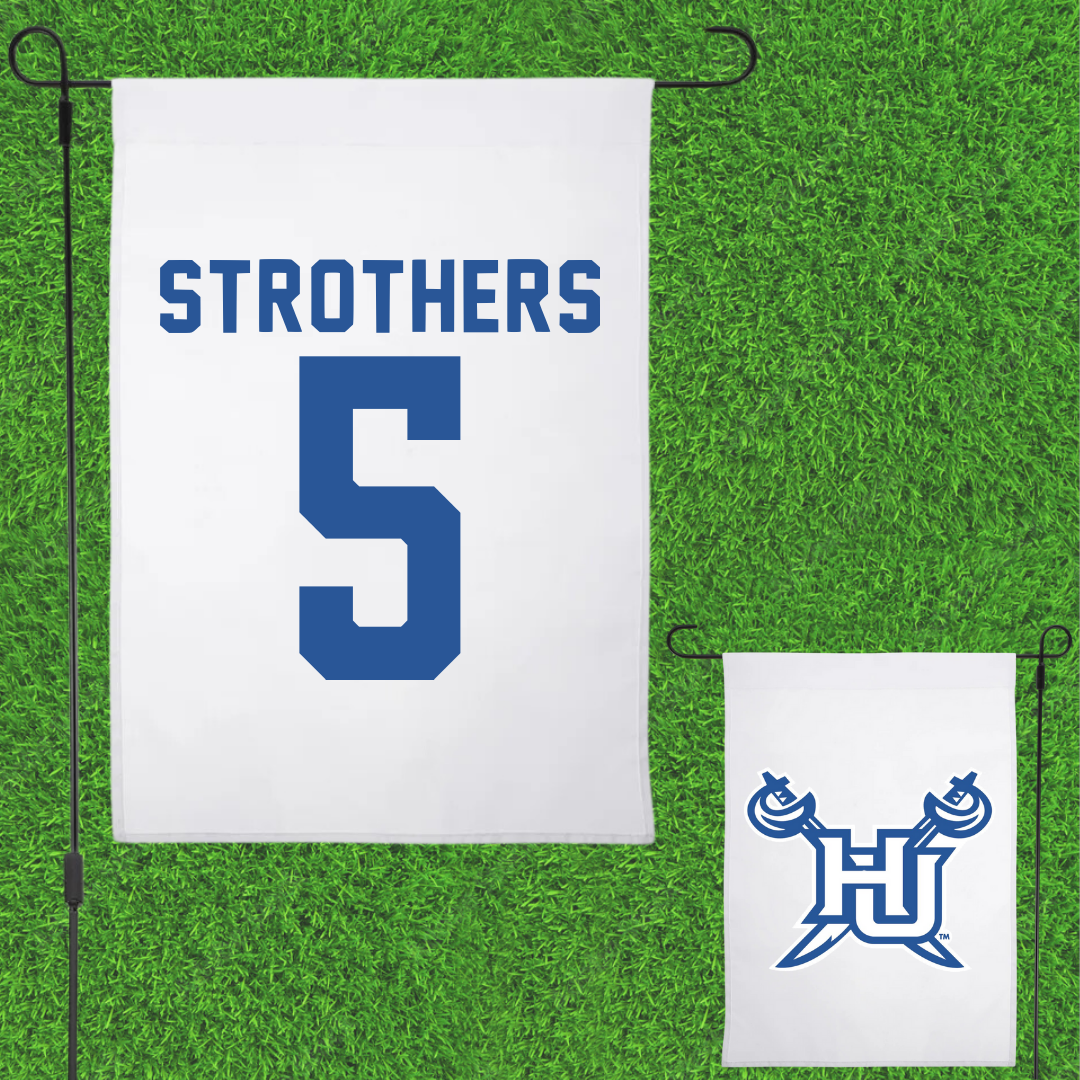 Hampton University Basketball White Garden Flag - #5 Etienne Strothers