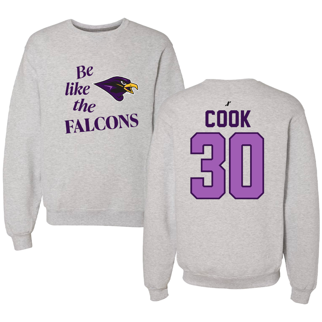 University of Montevallo Basketball Light Gray Be Like Us Crewneck - #30 Savannah Cook