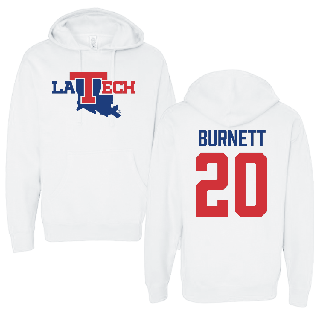 Louisiana Tech University Football White Hoodie - #20 J'Dan Burnett