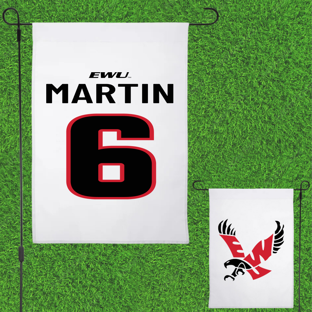 Eastern Washington University Soccer White Garden Flag - #6 Gillian Martin