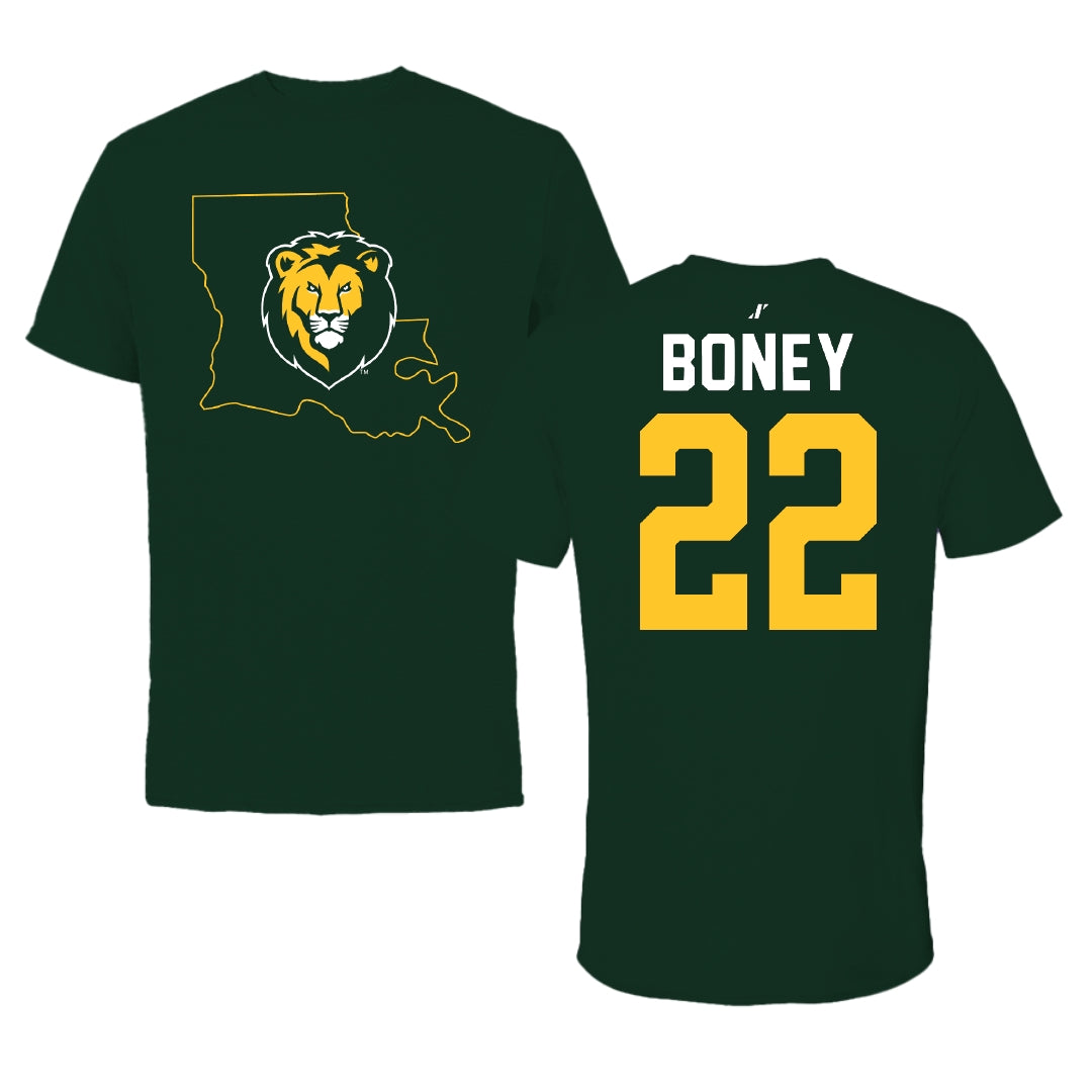 Southeastern Louisiana University Basketball Forest Green State Tee - #22 Asher Boney