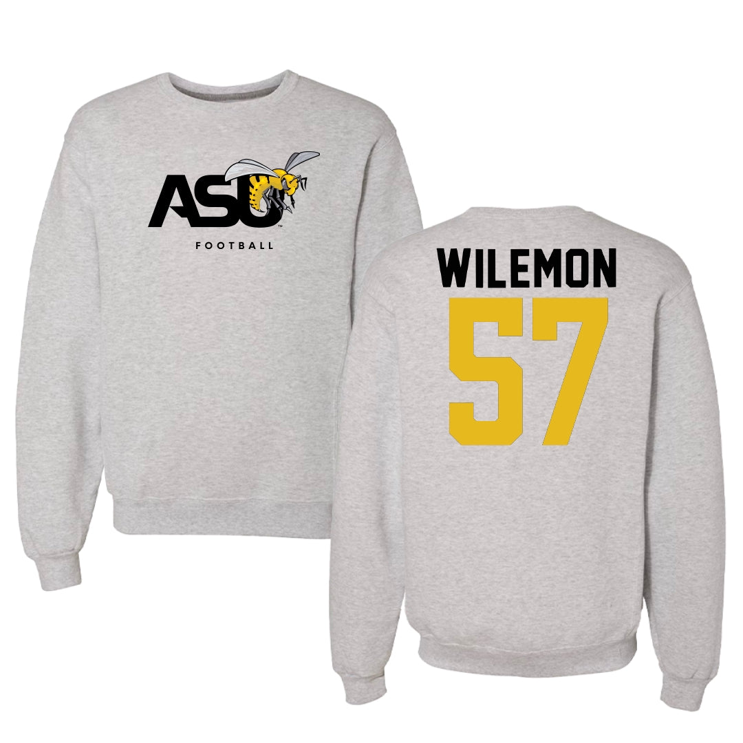 Alabama State University Football Light Gray Crewneck - #57 Garrett Wilemon