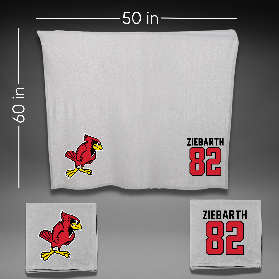 Illinois State University Football Gray Blanket - #82 Max Ziebarth
