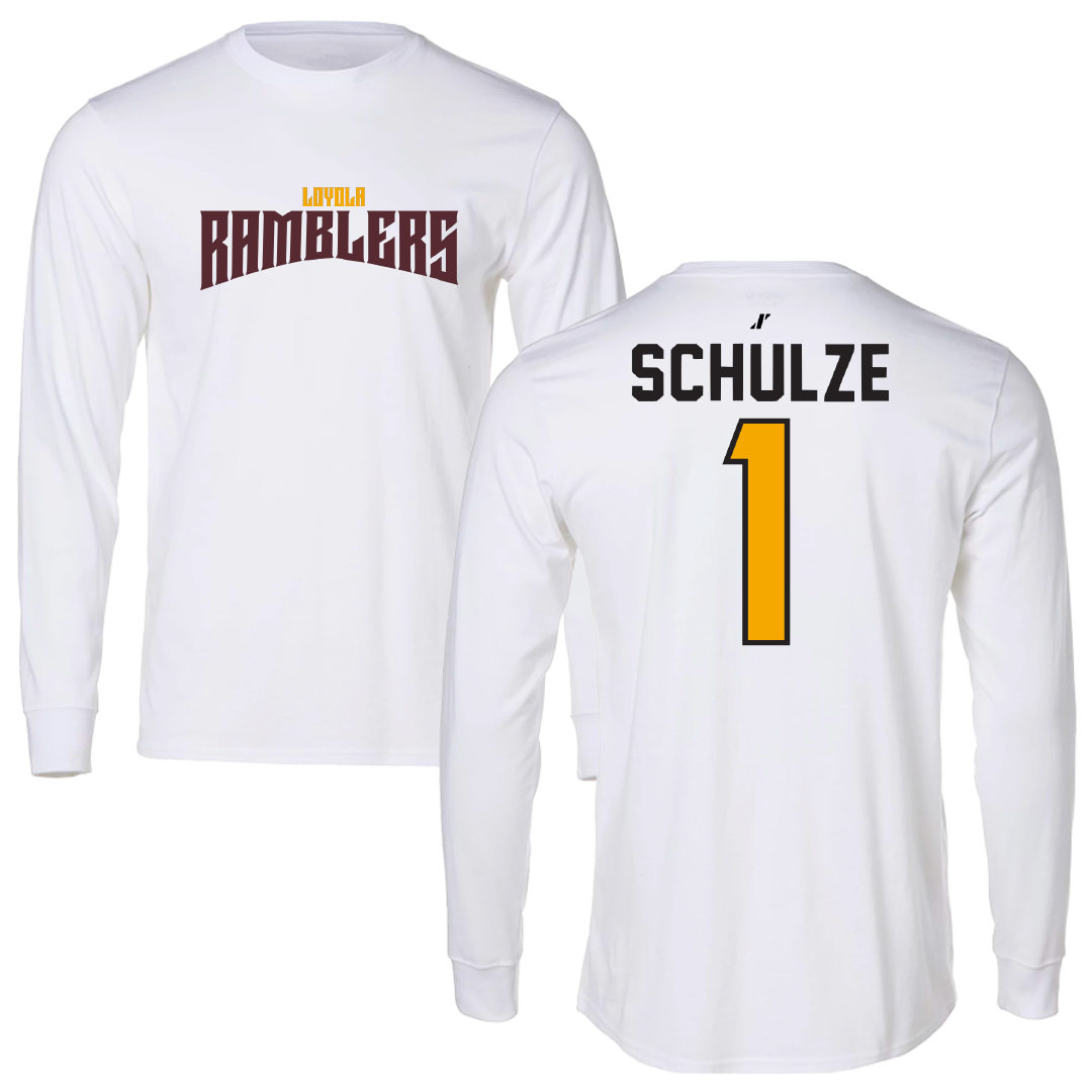 Loyola University-Chicago Volleyball White Classic Performance Long Sleeve - #1 Kylie Schulze