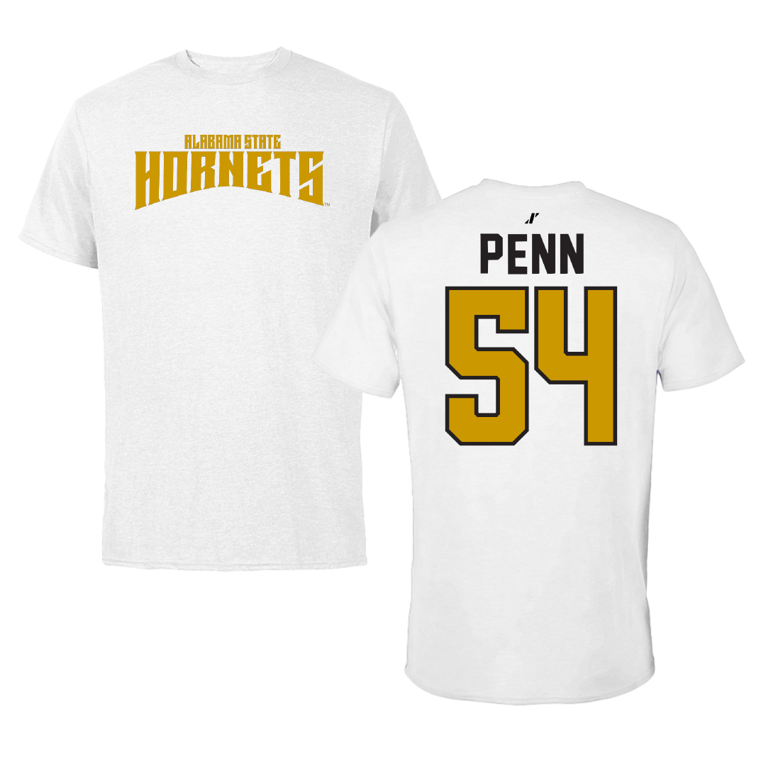 Alabama State University Football White Classic Tee - #54 Dezmond Penn