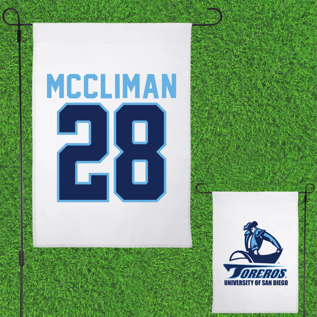 University of San Diego Softball White Garden Flag - #28 Natalie McCliman