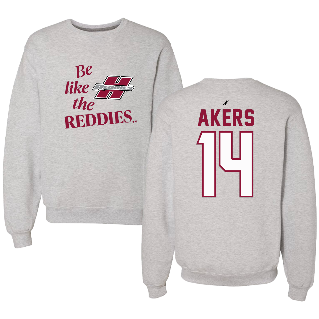 Henderson State University Softball Light Gray Be Like Us Crewneck - #14 Hilary Akers