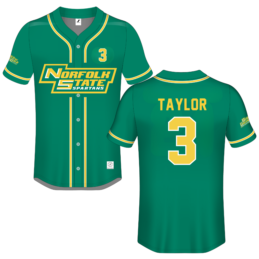 Norfolk State University Green Button-Down Jersey - #3 Victoria Taylor